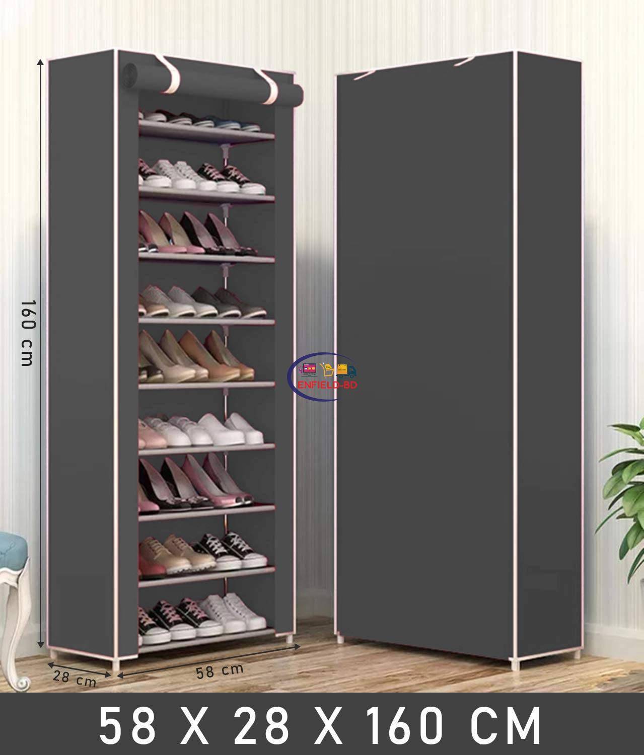 9Tiers Multipurpose Shoe Rack with Dustproof Cover I Grey