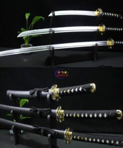 Samurai Katana Sword 3PCS Set With Stand I Black Textured Enfield-bd.com