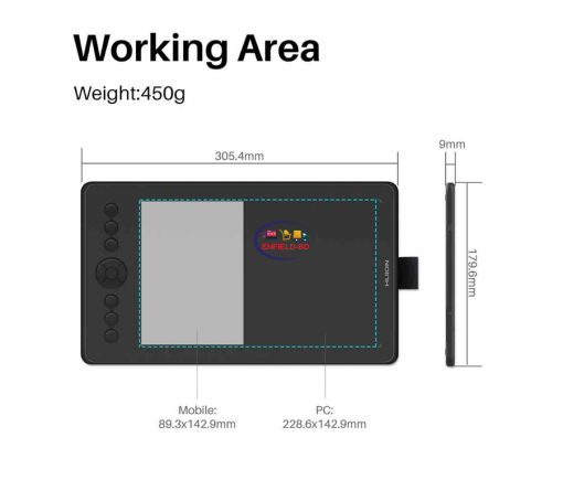 Gadget HUION H320M 2 IN 1 Graphic Tablet Pen Resolution 5080 Lpi Enfield-bd.com