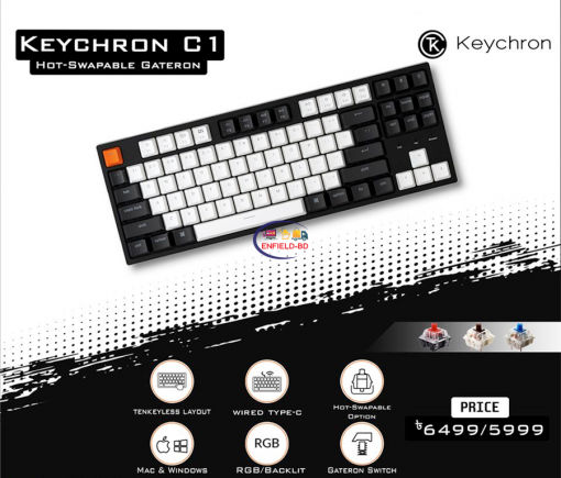 Computer Accessories & Peripherals Home & Living Keychron C1 Wired Mechanical Keyboard Tenkeyless Layout Enfield-bd.com