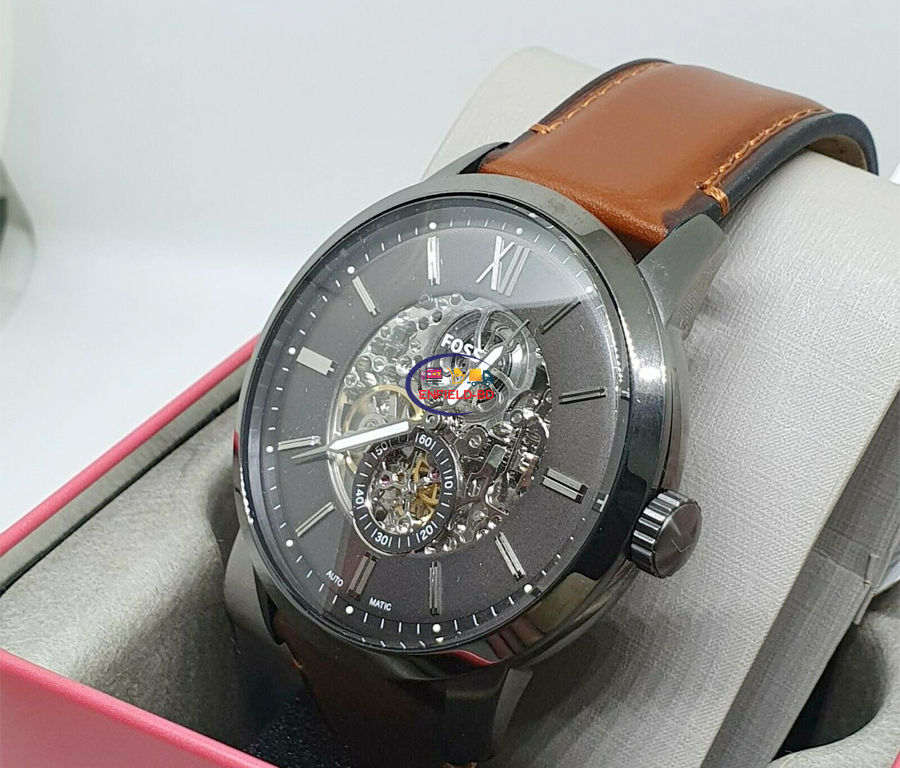 Fossil Men s Townsman Automatic Amber Leather Watch ME3181