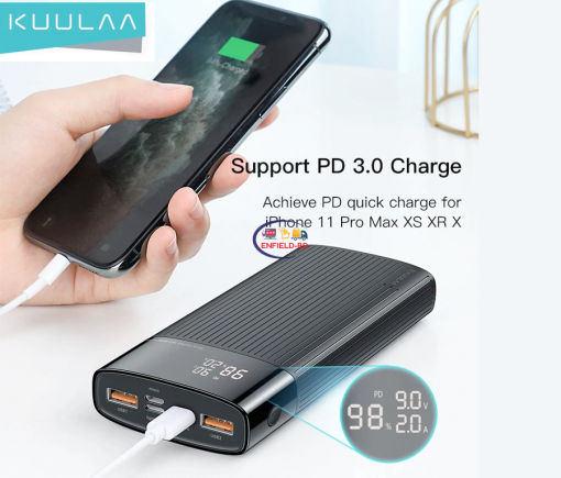 Power Banks Kuulaa Power Bank 20000mah 3 Outputs Type-C QC PD 3.0 Enfield-bd.com