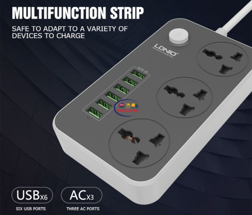 Gadget LDNIO SC 3604 Multiplug Power Strip 3 Socket 6 USB Port Enfield-bd.com