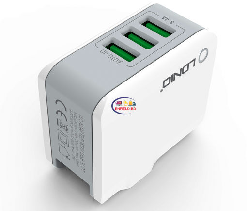 Gadget Ldnio A3303 3port USB Plug 5V 3.4a Universal Charger Enfield-bd.com