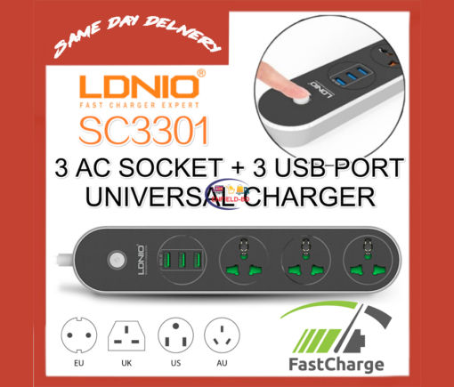 Gadget Ldnio SC3301 3power Socket 3USB Anti Static Power Socket Enfield-bd.com