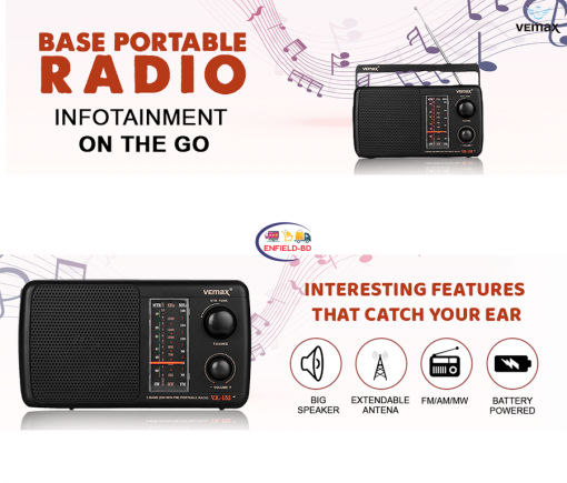 Home Audio Home & Living Vemax Base 3-Band Fm/am/mw Wireless Portable Radio Black Enfield-bd.com