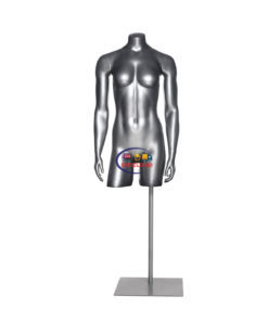 Half Body Mannequin Mannequins And Display Dummy Athletic Female Mannequin 3/4 Torso Glossy Grey A-002280-Z Enfield-bd.com