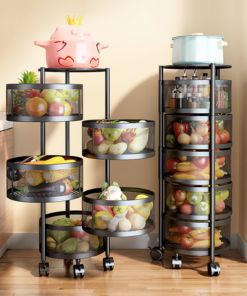 Kitchen & Dining 360-Degree Rotating Vegetable Rack Kitchen Floor Multi-layer Multifunctional Circular Fruit And Vegetable Basket Storage Rack Enfield-bd.com