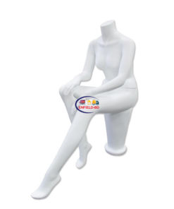 Full Body Mannequin Mannequins And Display Dummy Headless High-End Female Mannequin Fiberglass Seated Matte White P-160-S Enfield-bd.com