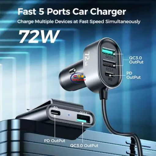 Charger & Adapter Joyroom Jr-cl05 72w 5 Multi-port Qc3.0+pd Fast Car Charger Enfield-bd.com