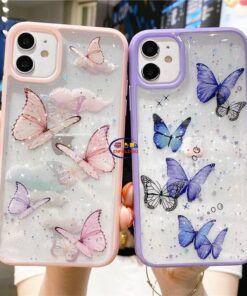 Gadget Cases & Screen Protector Clear Glitter Butterfly Soft Shockproof Phone Case for iPhone Enfield-bd.com