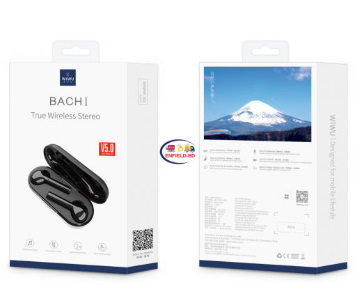 Earphones / Headset WiWU BACH1 True Wireless Stereo Earbuds Bluetooth 5.0 Earphone Headset | Black Enfield-bd.com