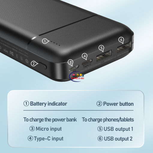 Gadget Power Banks Remax Lango RPP-166 Powerbank 20000mAh Black External battery Charger for Smartphone Portable Mobile Charger Enfield-bd.com