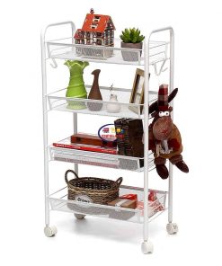 Enfield-bd.com Health & Household Kitchen & Dining 5 Layer Kitchen Storage Rack Food Trolley Cart Basket Metal Rolling Wheels Slide Bathroom Shelf Space Holder Saving Organizer