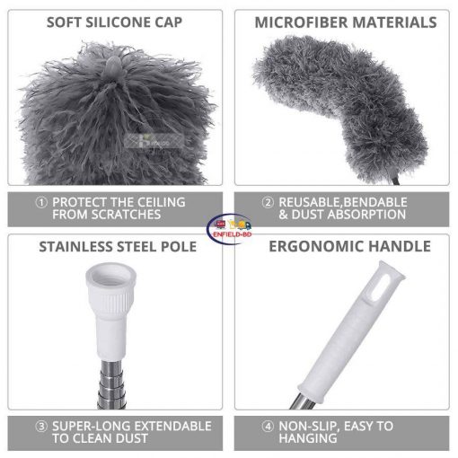 Home & Living Microfiber Dusting Brush Feather soft Microfiber Duster with Extendable Pole Washable Head for Home office Interior Roof Ceiling Fan Enfield-bd.com