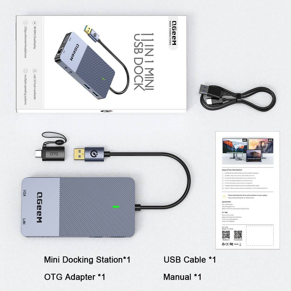 QGeeM 3 in 1 USB C Hub HDMI USB C Adapter