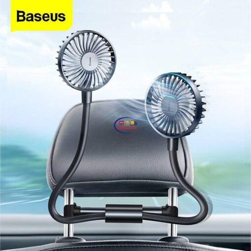 Enfield-bd.com Bike & Car Home & Living Baseus Car Fan Double Headed 360 Degree Rotating Air Conditioner Cooling Fan For Front Back Seat Air Cooler Mini 12V USB Fan