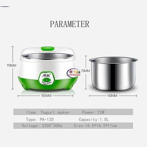 Enfield-bd.com Kitchen & Dining Others 220V Electric Yogurt Maker Stainless Steel Liner Constant Temperature Fermentation Automatic Yogurt Machine Joghurthersteller 1L