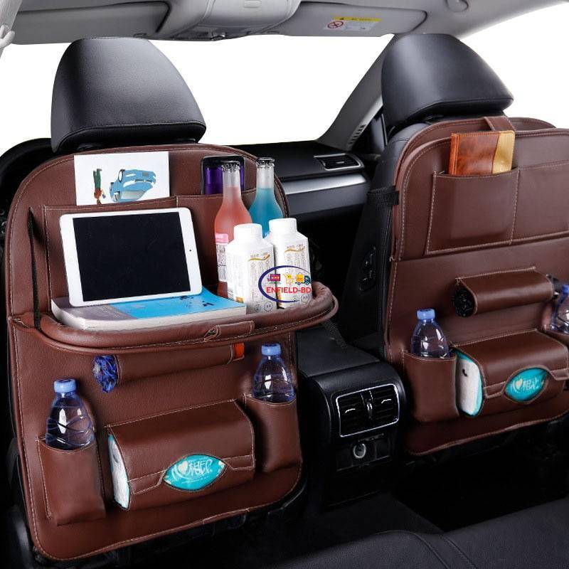 Car Seat Back Organizer PU Leather Pad Bag Car Storage