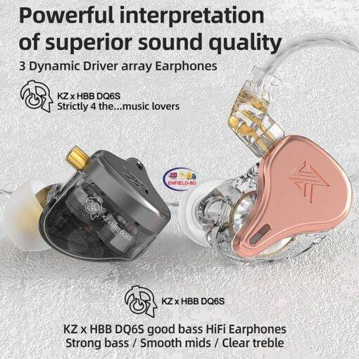Enfield-bd.com Gadget Earphones / Headset KZ x HBB DQ6S Dynamic Driver Array Earphone Bass Metal Headset HiFi Music