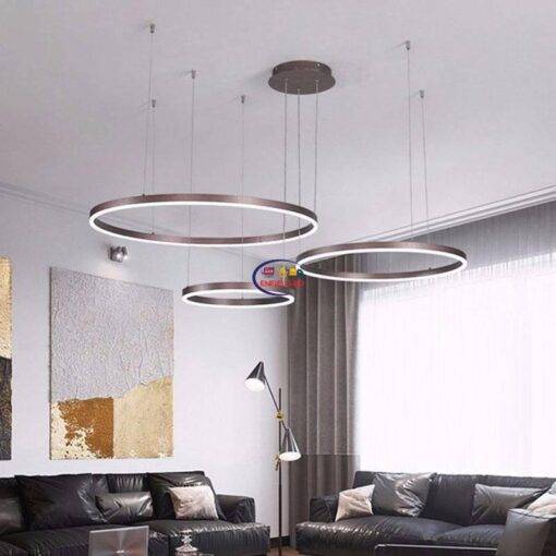 Enfield-bd.com Tools & Home Improvement Tools & Machinary Minimalist Modern Hanging Lamp Gold Coffee Color LED Chandelier Home Lighting Brushed Rings Ceiling Mounted Chandelier Lighting