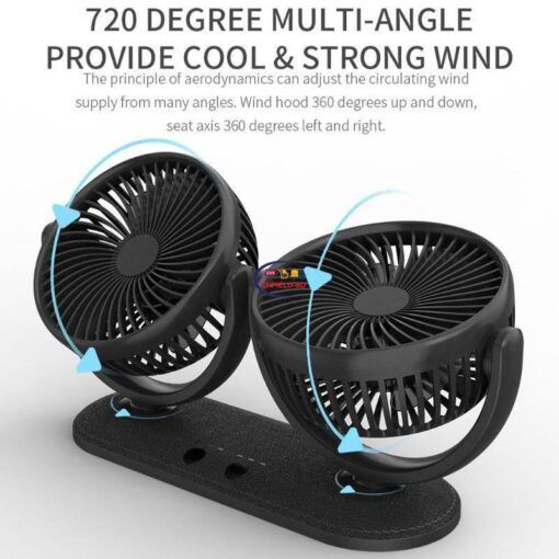 Enfield-bd.com Bike & Car Home & Living USB 5V 2A Fan 360° Rotatable Dual Head Car Fan Adjustable 3 Speeds Dashboard Desk Auto Fan for Vehicle Truck Van SUV RV Boat