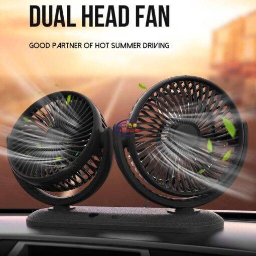 Enfield-bd.com Bike & Car Home & Living USB 5V 2A Fan 360° Rotatable Dual Head Car Fan Adjustable 3 Speeds Dashboard Desk Auto Fan for Vehicle Truck Van SUV RV Boat