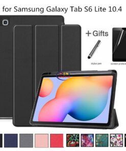 Enfield-bd.com Gadget Cases & Screen Protector Case For Galaxy Tab S6 Lite 10.4″ Samsung SM-P610 SM-P615 Pencil Holder Cover Tri-Fold PU Leather Shock Proof Tablet Stand Shell 