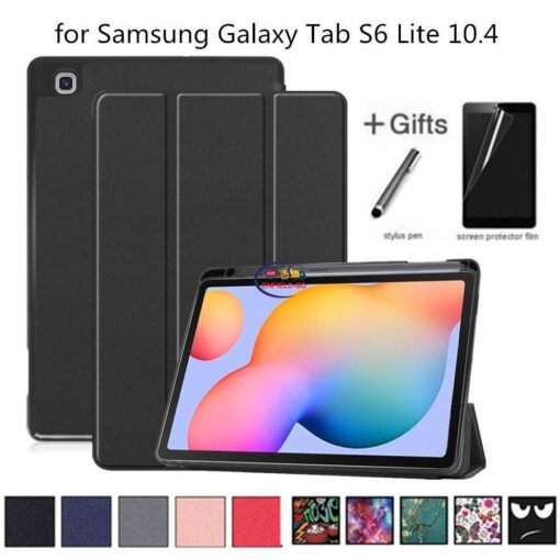 Enfield-bd.com Gadget Cases & Screen Protector Case For Galaxy Tab S6 Lite 10.4″ Samsung SM-P610 SM-P615 Pencil Holder Cover Tri-Fold PU Leather Shock Proof Tablet Stand Shell