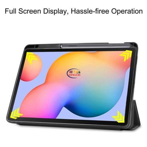 Enfield-bd.com Gadget Cases & Screen Protector Case For Galaxy Tab S6 Lite 10.4″ Samsung SM-P610 SM-P615 Pencil Holder Cover Tri-Fold PU Leather Shock Proof Tablet Stand Shell