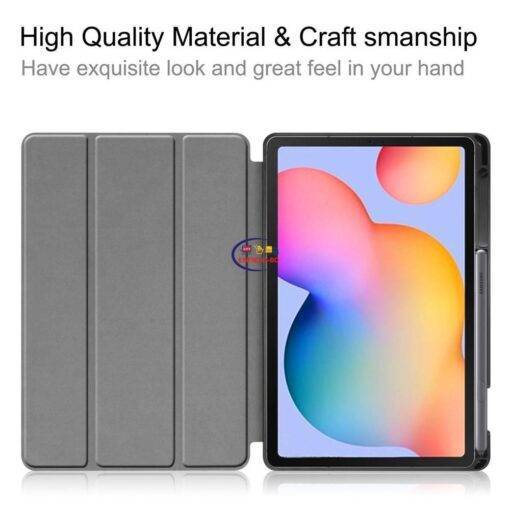 Enfield-bd.com Gadget Cases & Screen Protector Case For Galaxy Tab S6 Lite 10.4″ Samsung SM-P610 SM-P615 Pencil Holder Cover Tri-Fold PU Leather Shock Proof Tablet Stand Shell