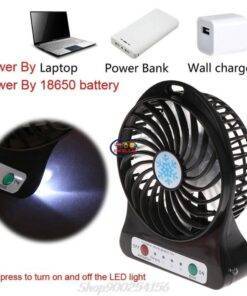 Enfield-bd.com Home & Living Portable 5W Outdoor LED Light Fan Air Cooler Desk USB Fan Without 18650 Battery