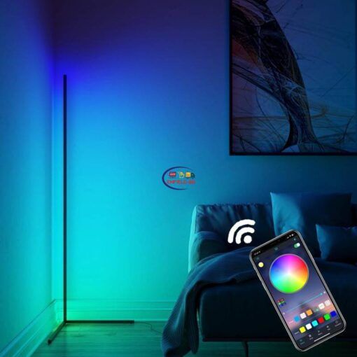 Enfield-bd.com Gadget Smart Floor Corner Lamp Light RGB Music Remote Control Floor Lamp For Office Bedroom Modern Standing Lamp Warm Light Dimming