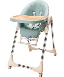 Enfield-bd.com Home & Living Baby Shining Baby Chair PU Seat High Chair Upgraded Wheel Thickened Pipe Foldable Egg Feeding Chair Table Baby Multi-functional