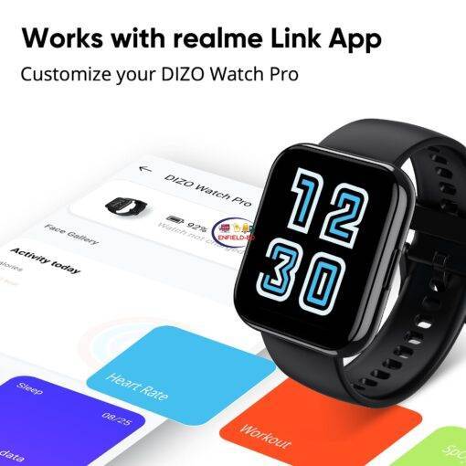 Enfield-bd.com Gadget Realme DIZO Watch Pro Smart Watch Black Space Blue 1.75″ High-Res Full Touch Screen GPS+GLONASS Precise Positioning SpO2 Heart Rate Monitor