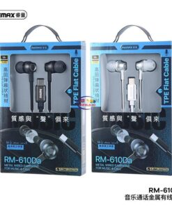 Enfield-bd.com Earphones / Headset Remax RM-610da Type-C Earphone Metal Wired TPE Flat Cable for Music and Call