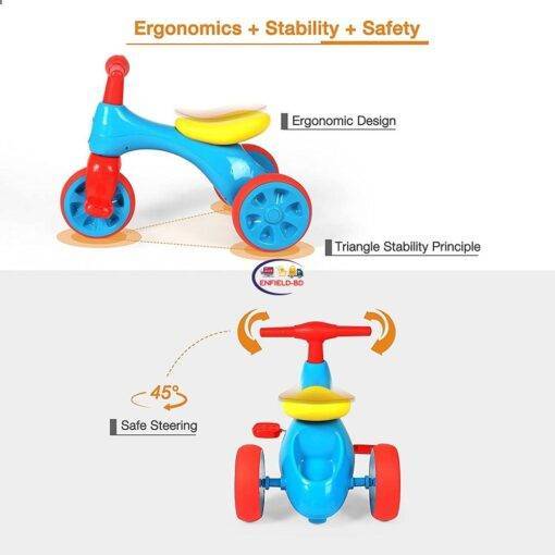 Enfield-bd.com Home & Living Toddler Tricycle for 1 2 3 Years Old Kids 3-Wheel Ride-on Toy Trike – Baby Balance Walker Slide Bike Bicycle with Foot Pedals