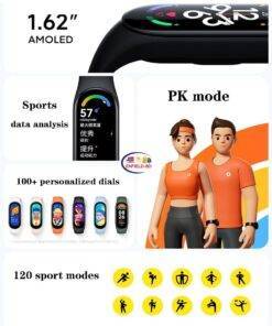 Enfield-bd.com Gadget Xiaomi Mi Band 7 Global Version Smart Band 1.62 Inch AMOLED Bluetooth 5.2 with 120 Workout Modes Professional Workout Analysis