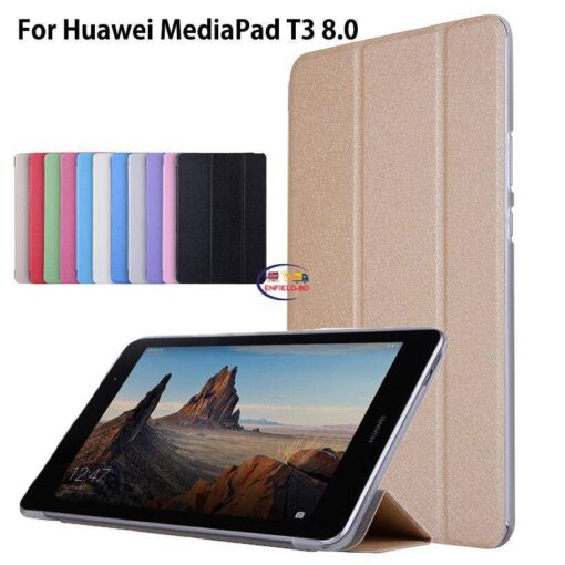 Enfield-bd.com Gadget Cases & Screen Protector Case For Huawei MediaPad T3 8.0″ KOB-L09 KOB-W09 Cover Tablet PU Leather Flip Folding Folio Case For Honor Play Pad 2 8.0