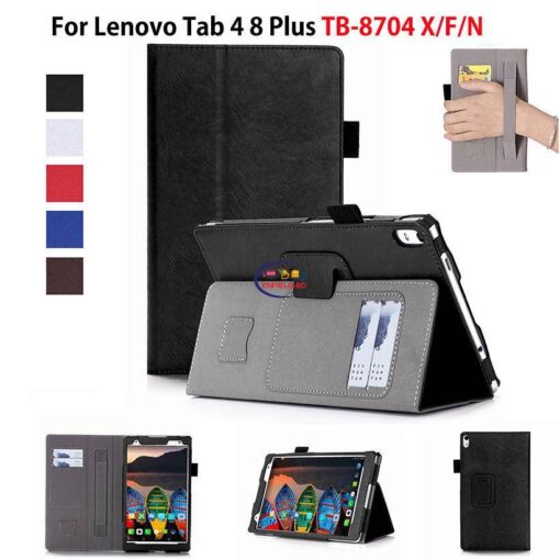 Enfield-bd.com Gadget Cases & Screen Protector Case For Lenovo Tab 4 8 Plus TB-8704X Cases TB-8704F TB-8704N 8″ Cover Funda Tablet Leather Hand Holder Stand Shell + Film + Pen