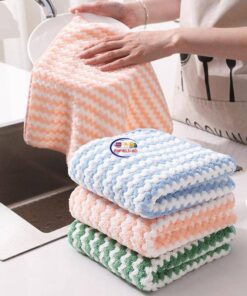 Enfield-bd.com Health & Household Kitchen & Dining High Quality Microfiber Kitchen Towel 3PCS Doublelayer Absorbent Dish Cloth Non-stick Oil Household Cleaning Cloths Wiping Rags Kitchen Towel