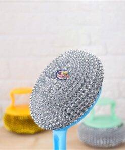 Enfield-bd.com Health & Household Kitchen & Dining Kitchen Cleaning Ball Brush Wire Ball Brush With Short Handle Pan Cleaning Dish Handle Washing Stainless Steel Wire Ball Kitchen Cleaner 