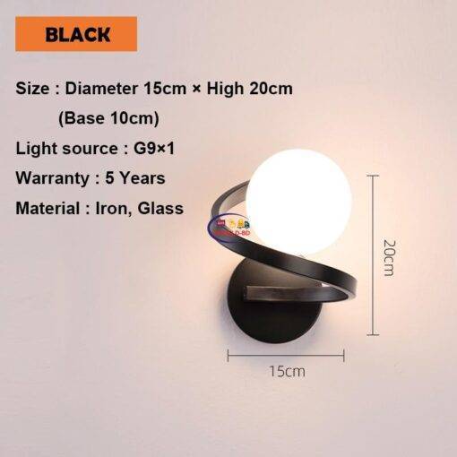 Enfield-bd.com Tools & Home Improvement Tools & Machinary Nordic Golden LED Wall Lamp with 9w G9 Bulb Indoor LED Wall Lighting Fixtures for Bedroom Living Room Black Wall Sconce