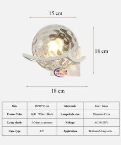 Enfield-bd.com Tools & Home Improvement Tools & Machinary Post Modern Moon Wall Lamp Glass Shade White Black Gold Bedroom Decoration For Home Decor Sconce Led Night Lighting Fixtures 