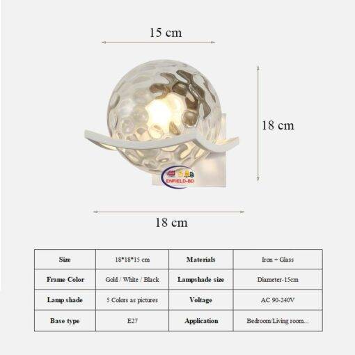 Enfield-bd.com Tools & Home Improvement Tools & Machinary Post Modern Moon Wall Lamp Glass Shade White Black Gold Bedroom Decoration For Home Decor Sconce Led Night Lighting Fixtures