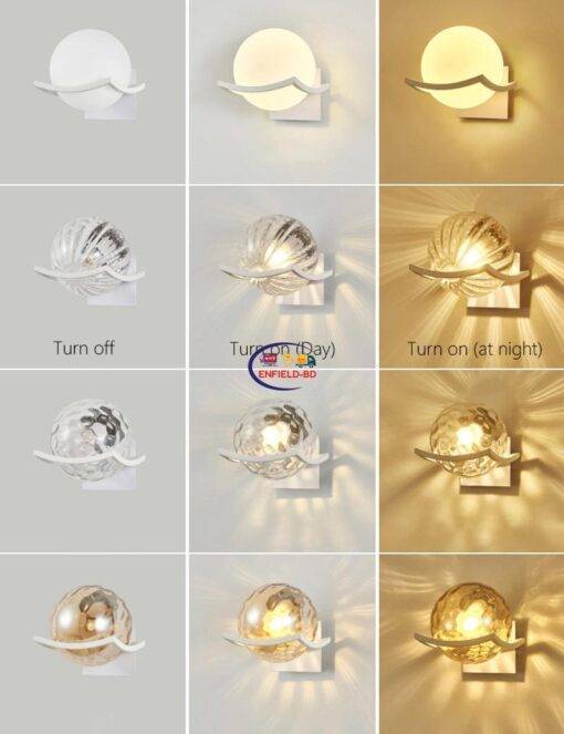 Enfield-bd.com Tools & Home Improvement Tools & Machinary Post Modern Moon Wall Lamp Glass Shade White Black Gold Bedroom Decoration For Home Decor Sconce Led Night Lighting Fixtures