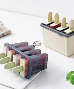 Enfield-bd.com Home & Living Premium Quality Ice cream Mold 4 Cell Food Safe Silicone Frozen Ice Cube Molds Popsicle Maker DIY Homemade Freezer Lolly Mould With Free Sticks 