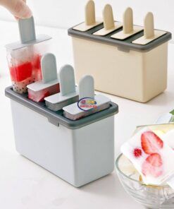 Enfield-bd.com Home & Living Premium Quality Ice cream Mold 4 Cell Food Safe Silicone Frozen Ice Cube Molds Popsicle Maker DIY Homemade Freezer Lolly Mould With Free Sticks 