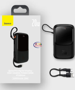 Enfield-bd.com Power Banks BASEUS Qpow Pro Digital Display Fast Charge Power Bank 20W iPhone Edition Black