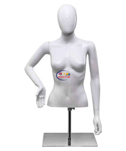 Enfield-bd.com Mannequins And Display Dummy Female Fiberglass Mannequin with Metal Stand Torso Height Adjustable Detachable Arms Dress Form Display Bright White 